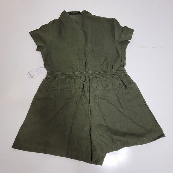 $109 NEW XL ATHLETA LINEN OLIVE GREEN SHORT SLEEVE ZIP POCKET ROMPER EXTRA LARGE - Picture 13 of 14